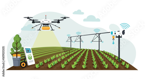 Smart farming with drone and irrigation system in modern agriculture