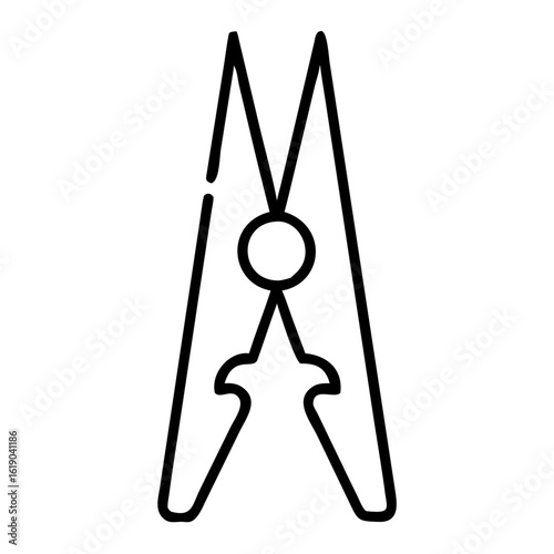 Outline of clothespin icon in simple design on transparent background  