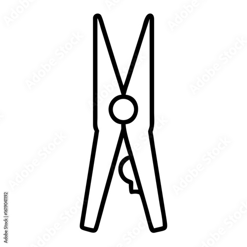 Clothespin icon in simple outline style on transparent background  