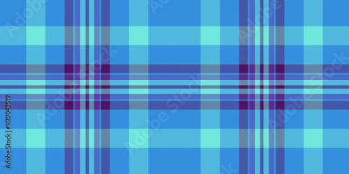 String seamless vector plaid, new year fabric texture pattern. 1950s background check textile tartan in cyan and teal colors.