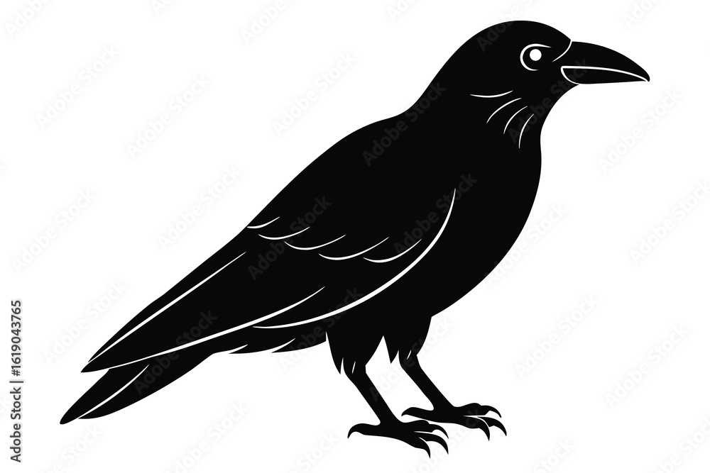 Obraz premium black raven vector icon