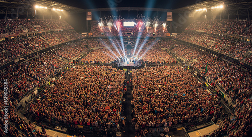 Spectacular Wide-Angle View of a Sold-Out Concert Arena at Night