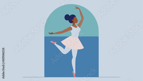 Ballet Dancer Reflection A person stands in front of a mirror relishing in their casual attire while looking relaxed. However the reflection in the mirror shows them perfectly