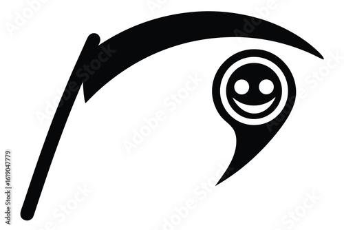 haunted swirl grin scythe vector icon