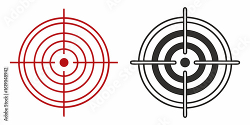 Two targets one red with lines and one black and white with filled circles and crosshairs design created with generated ai