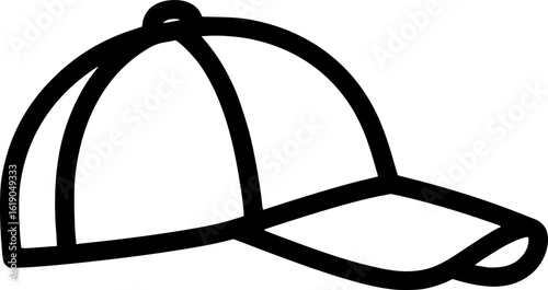 Black and white baseball cap with curved brim provides sun protection