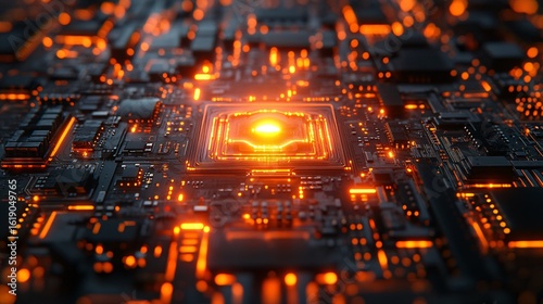 Orange Circuit Board Abstract Technology Background