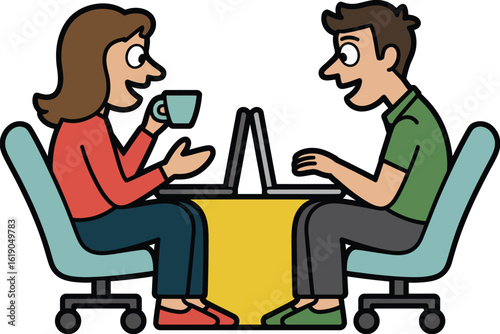 Cartoon meeting online virtual conference call video chat remote work team collaboration discussion 100