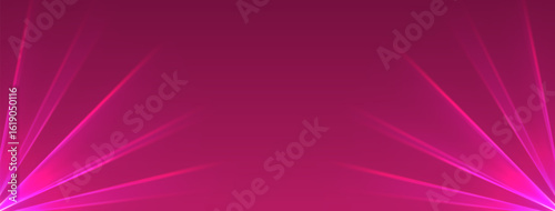 Pink lasers background., glowing rays or neon beams, bright futuristic backdrop. Concert or nightclub spotlights. Vector illustration.