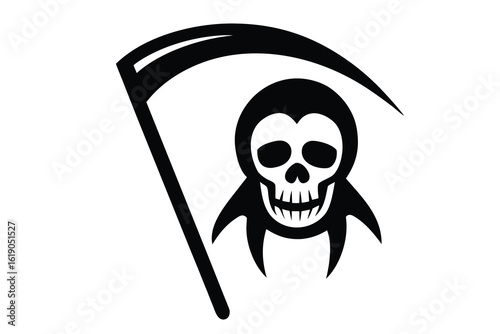 skull swirl grin scythe vector icon