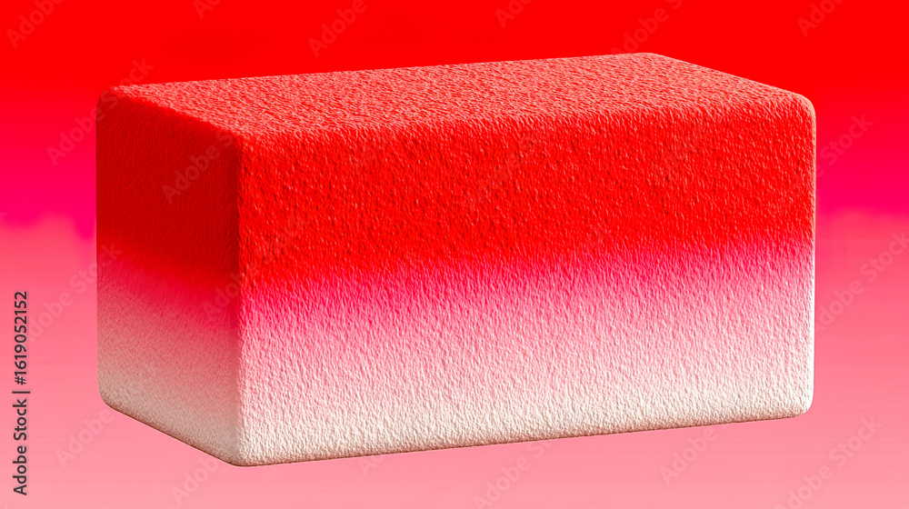 Fototapeta premium Rectangular block with soft texture and red to white gradient on saturated pink background, Generated with AI