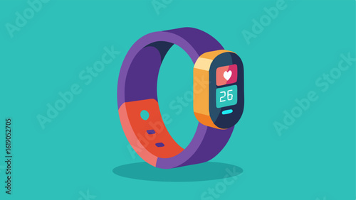 Fitness Band A lightweight fitness band worn on a wrist displaying live data for steps taken calories burned and sleep tracking with a vibrant color band.