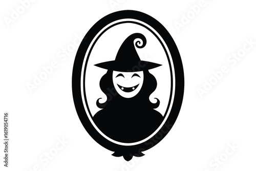 witch swirl grin mirror vector icon