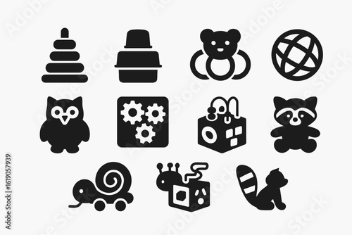 Education and toy solid icon set. learning, games icons solid collection