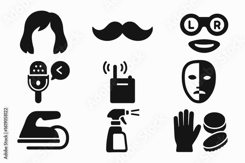 Entertainment, theater silhouette icon set. performance, stage, drama symbols collection