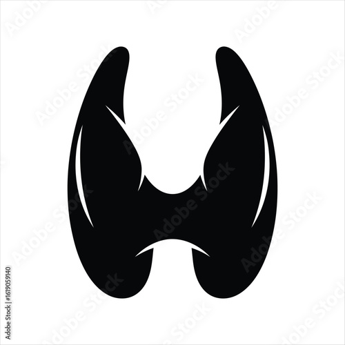 Black Thyroid Gland Silhouette on White Background