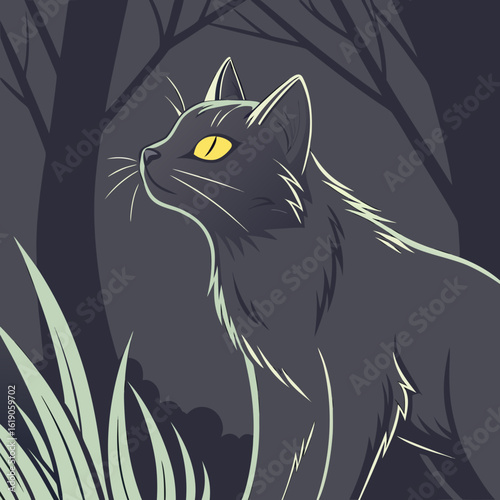 Intricate black silhouette of a mythical winged squirrel with detailed feathery wings and a bushy tail