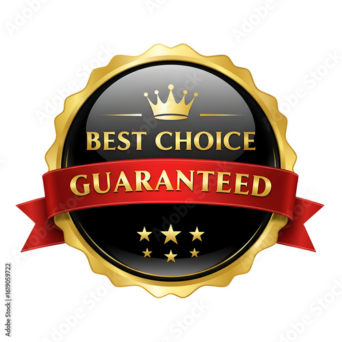 Premium product guarantee badge with ribbon