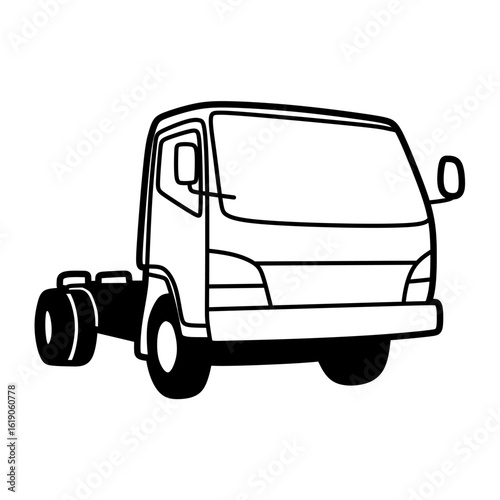 black and white truck vector without box