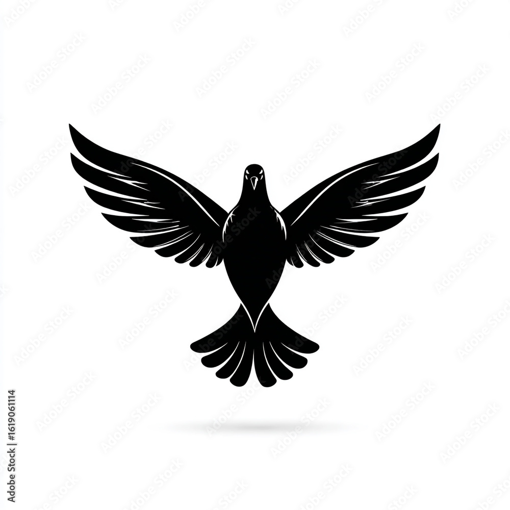 Naklejka premium Minimalist Dove black Wing Vector Icon on White Background