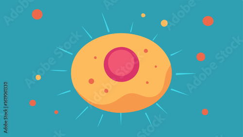 Exosome Impact A visual narrative with exosomes on a bright background dispersing throughout a layer of skin triggering cellular renewal and increasing vitality.