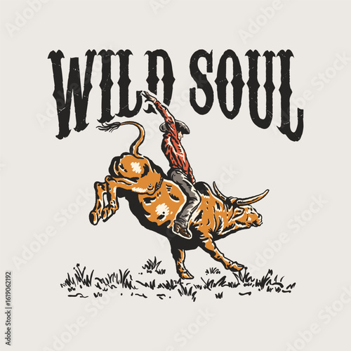 Wild Soul Cowboy Bronco Rider Graphic