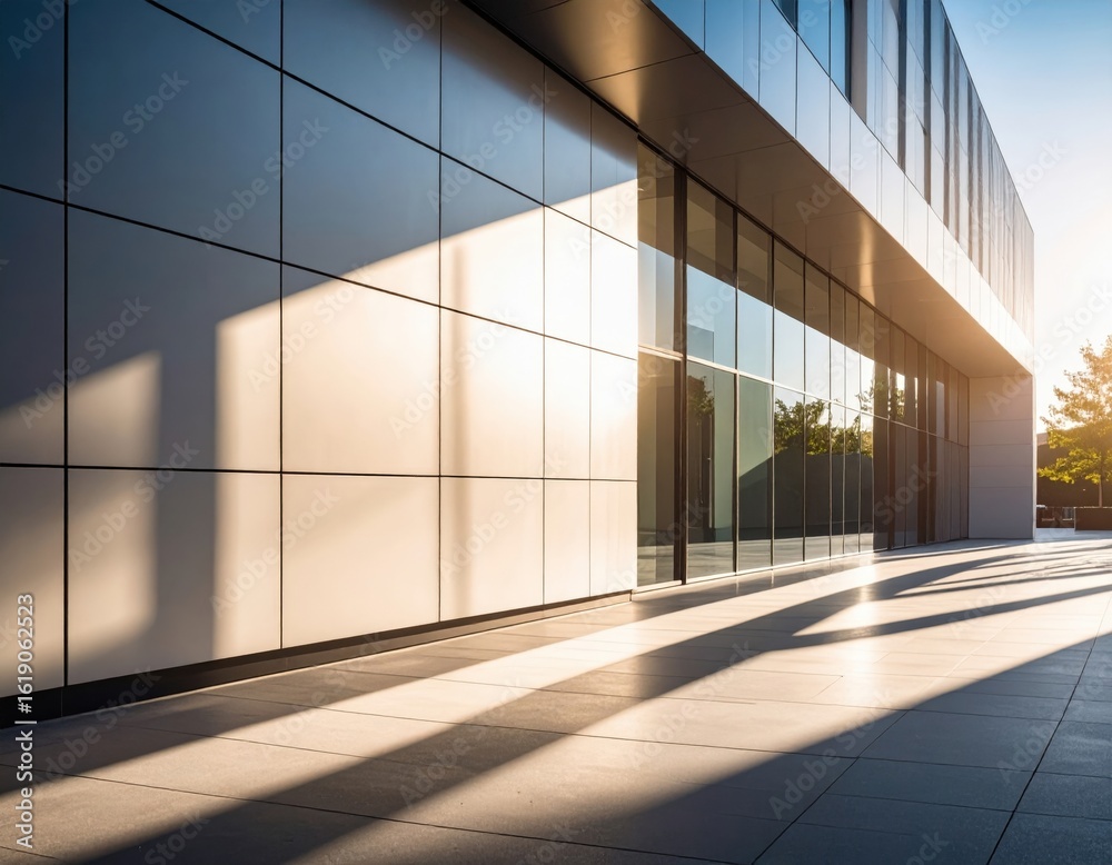 Obraz premium Modern Building Exterior With Sunlight And Shadows