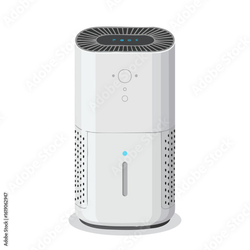 Vector illustration of desktop air purifier realistic style on white background, home appliance