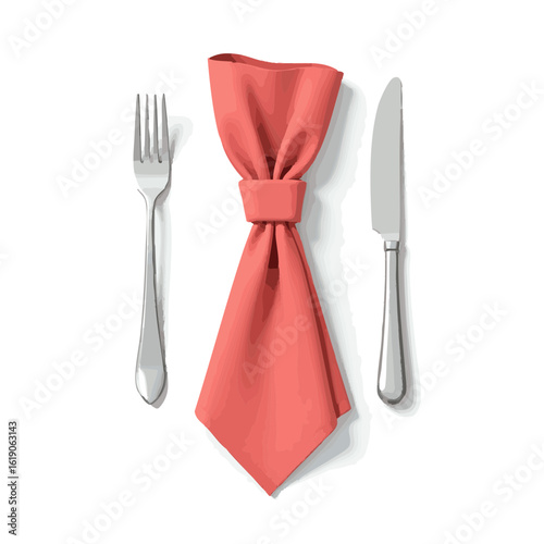 Vector illustration of napkin tie realistic style on white background, table accessory