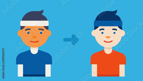 Before and After Comparison Two figures side by side one without the headband looking confused and the other with a headband appearing knowledgeable and confident.