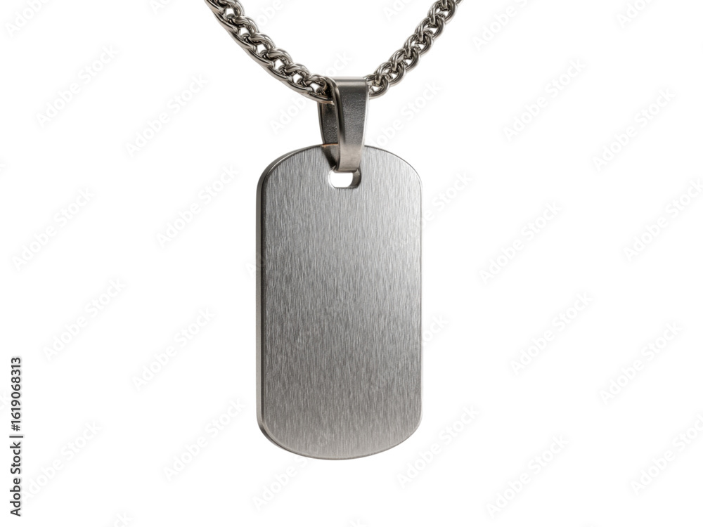 Fototapeta premium Brushed Stainless Steel Men's Pendant Necklace with ID Tag Design