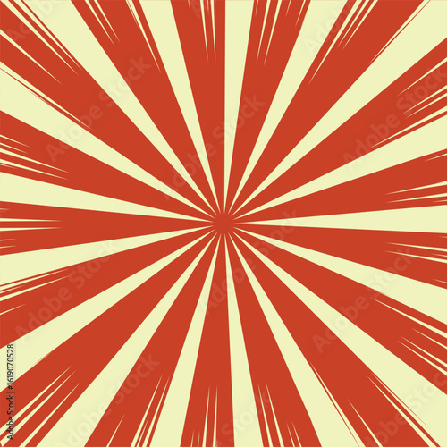 Exploding Red Rays Bursting From Center Concentric Lines Background new 2025 trendy burst comic style background