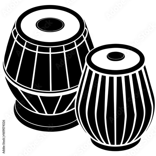 Minimalist Tabla Drums Silhouette Vector Icon | Clean Indian Percussion