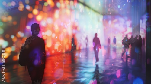 People walking in a vibrant city space