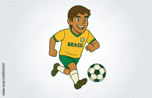 Brazil Soccer or Footbll Player Mascot Cartoon Character Template