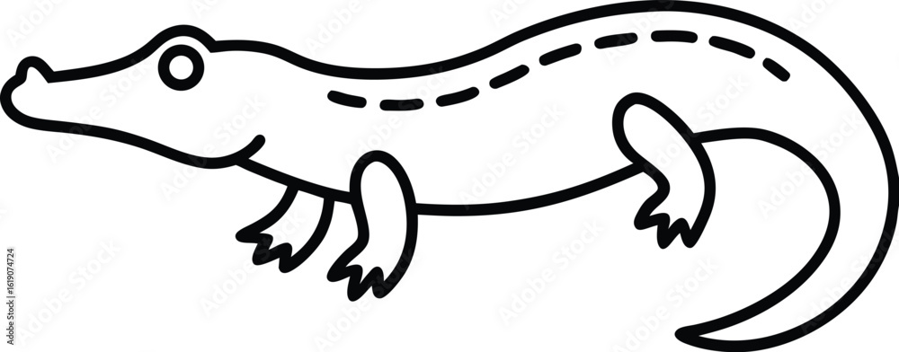 Obraz premium Simple Line Drawing of an Alligator on a White Background crocodile reptile