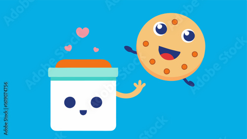 Caught in the Act A character is depicted in the act of taking a cookie from a jar with a massive smile plastered across their face. Their eyes are squeezed tight with a hint of