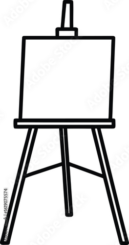 canvas on easel scene line art vector illustration on transparent background