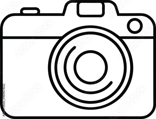 digital camera with lens line art vector illustration on transparent background