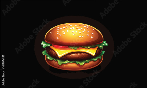 Juicy gourmet cheeseburger with fresh lettuce and melted cheese, perfectly crafted for your next project.