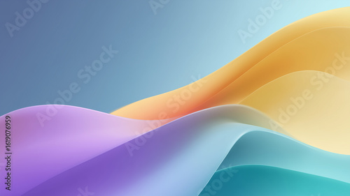 Smooth 3D Gradient Abstract Background with Pastel Wave Layers