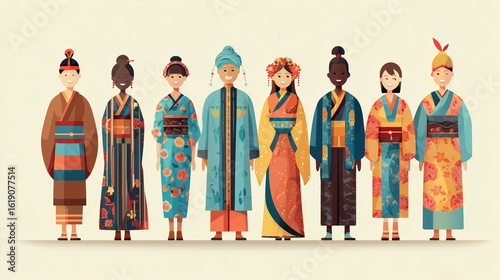 Diversity of Tribes, Culture, Religion and Traditional Clothing – Flat Cartoon Character Illustration