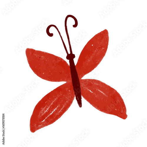 Chalk,children's doodles of winged insects butterflies.Vector graphics.