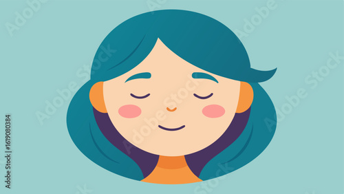 Calmness and Relaxation An illustration of a serene face with closed eyes highlighting relaxation and tranquility with soothing colors around the eyes indicating relief from