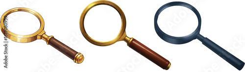 Stylized Magnifying Glass with Glowing Lens Search and Discovery Concept for Research Investigation and Problem Solving