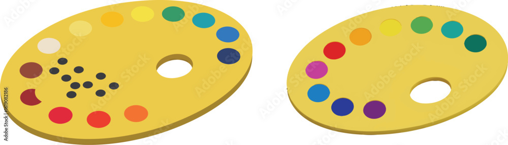 Fototapeta premium Yellow Paint Palette Vector Icon for Art Apps and Creative Projects