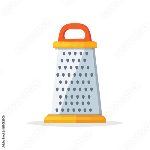 Flat vector icon of yellow kitchen grater in 2D style, isolated on white, perfect for food and cooking designs. Generative AI