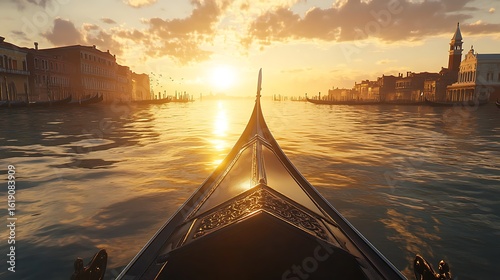 Gondola Ride at Sunset in Venice Italy