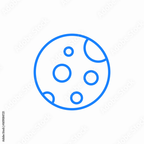 blue cratered moon icon sign vector