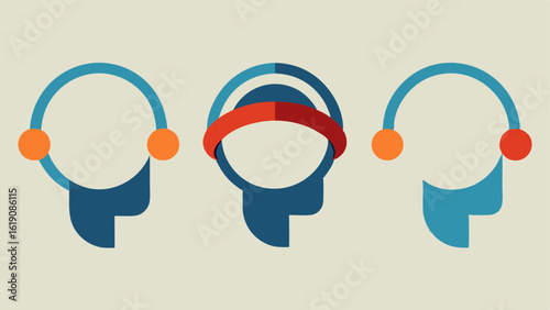 Dynamic Adjustment A series of three illustrations showing a headband automatically adjusting its features based on the users neural feedback.
